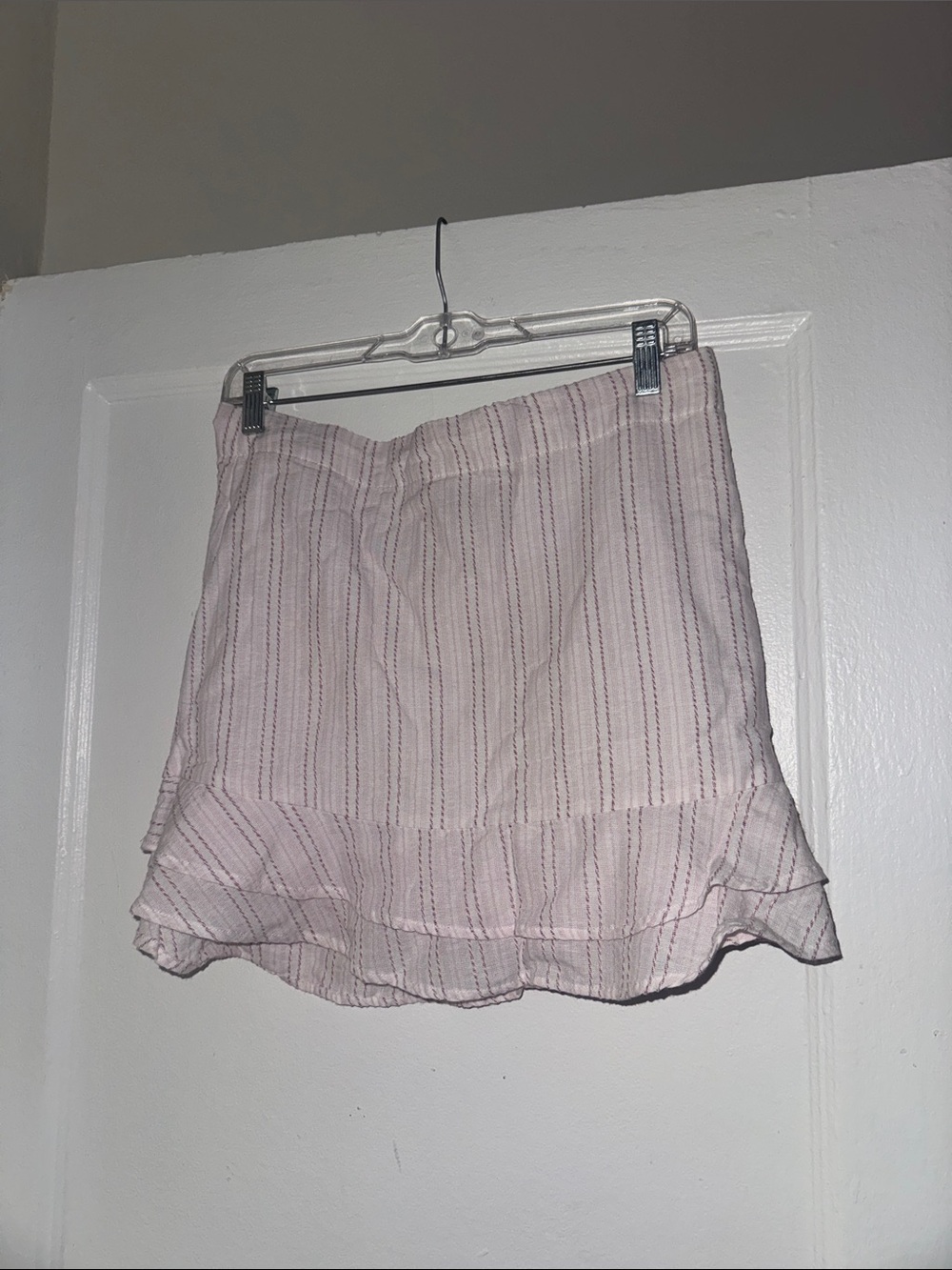 pink striped mini skirt
